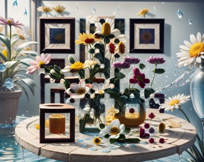Daisy Bouquet Still Life QR Code Art