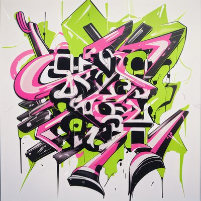 Pink Green Graffiti Lettering QR Code for Posters