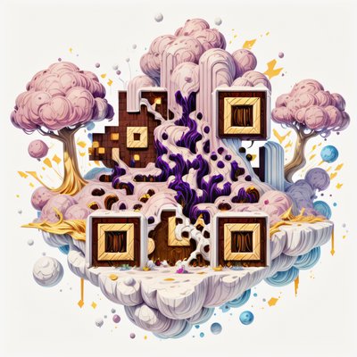Floating Island Game Art 3D QR Code for Posters