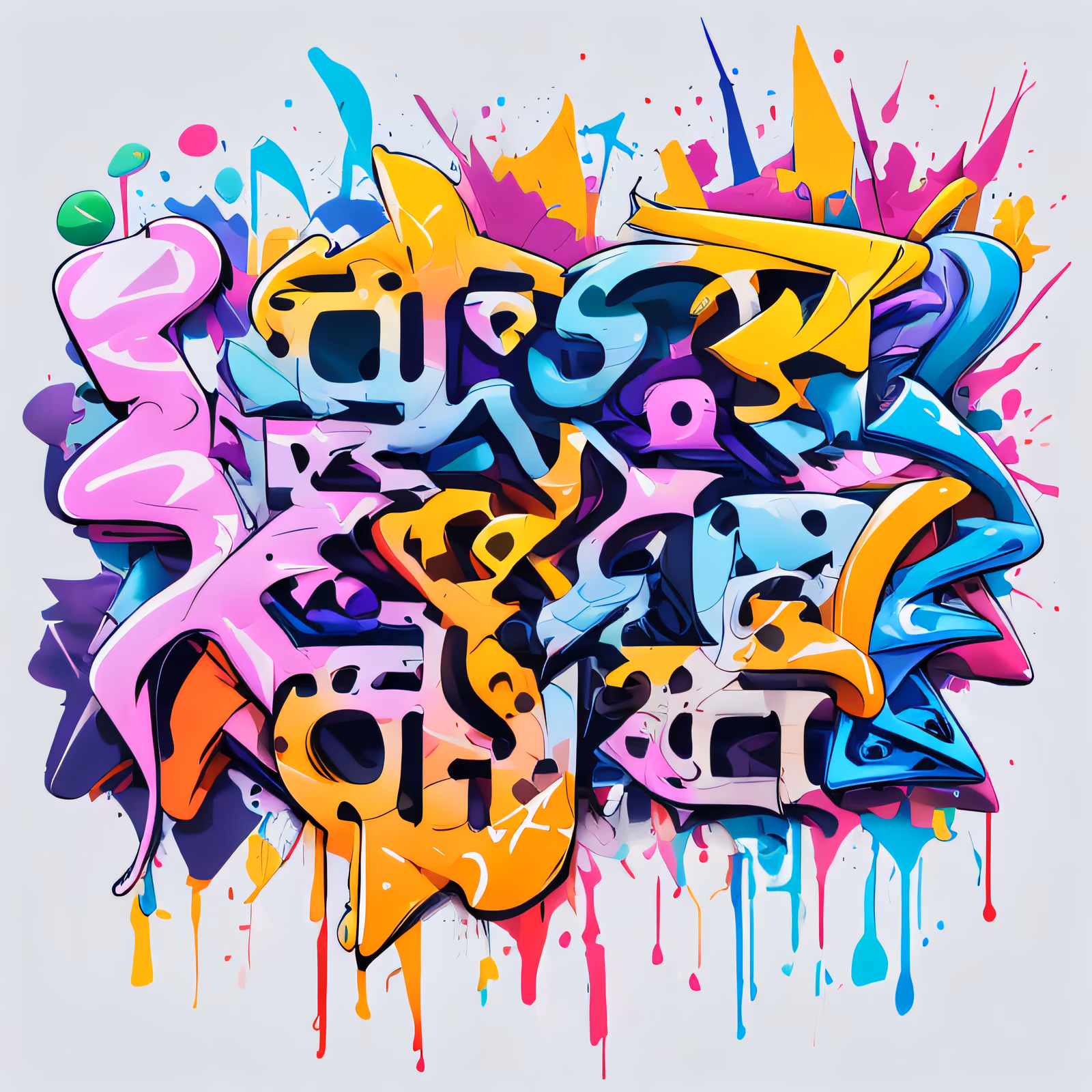 Colorful Wildstyle Graffiti Lettering QR Code for Apparel — image 1