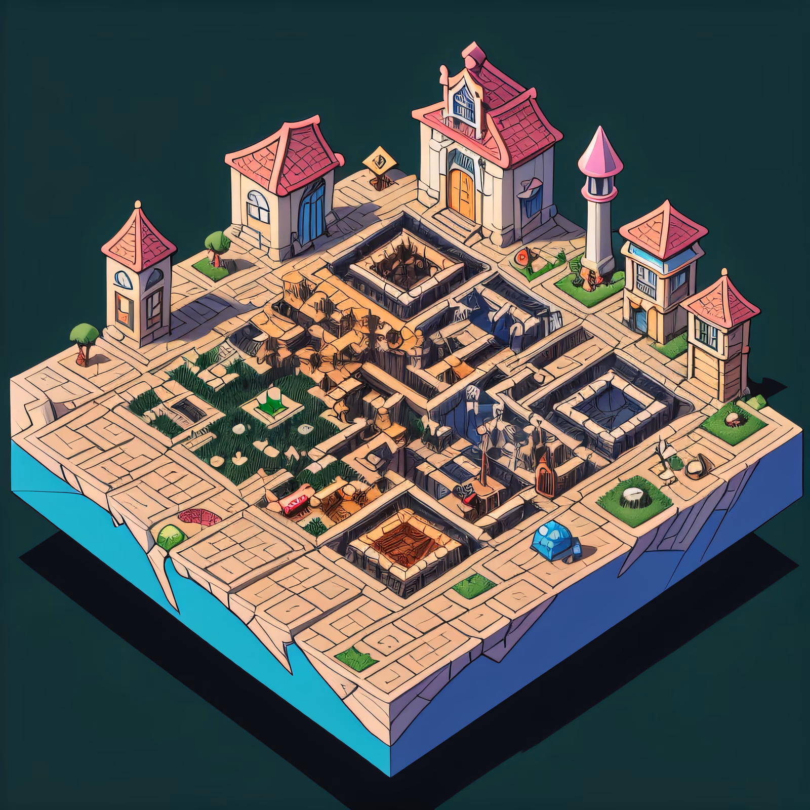 Isometric Fantasy Town Comic Village QR Code for Posters — image 1