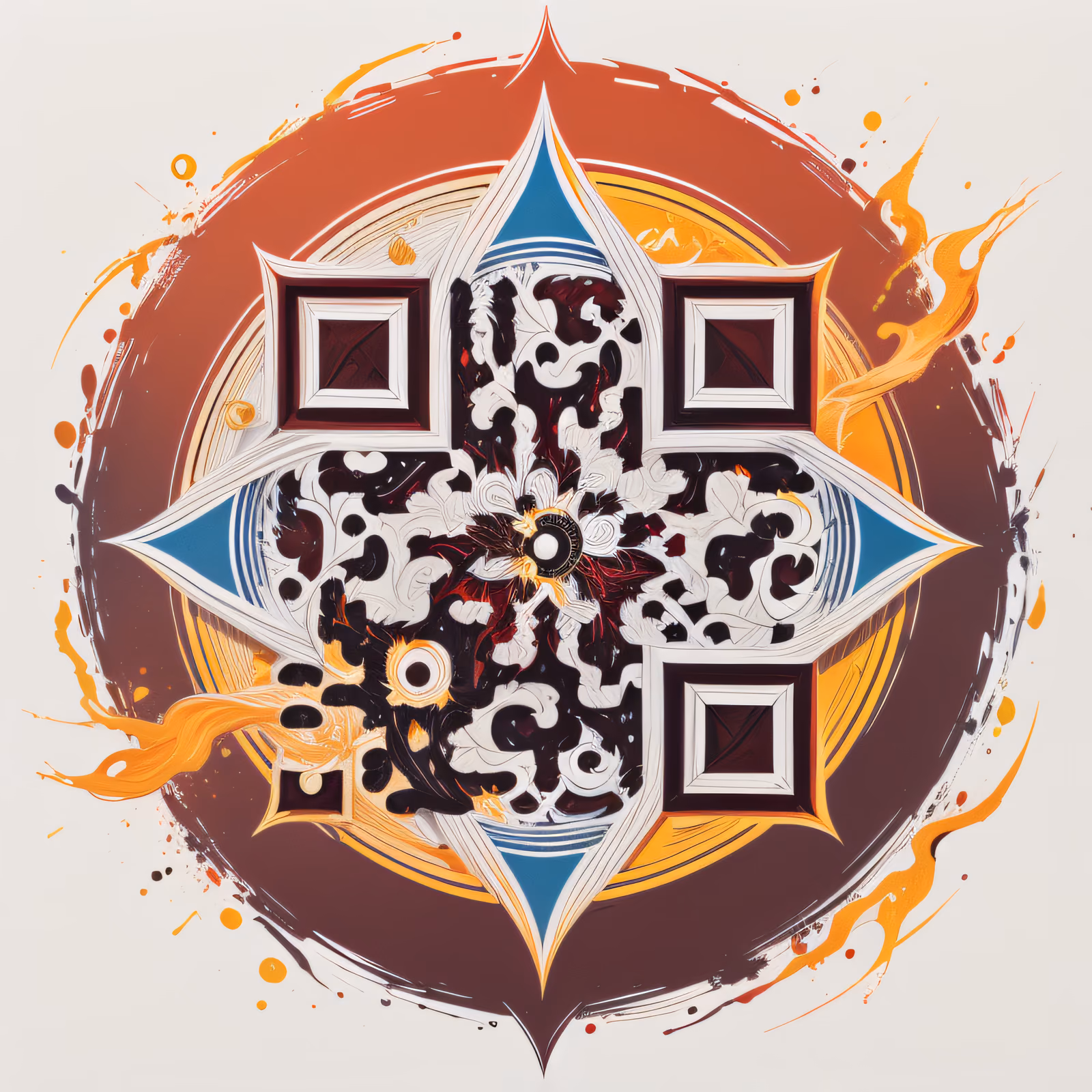 Fiery Red Mandala Acrylic QR Code Art — image 1