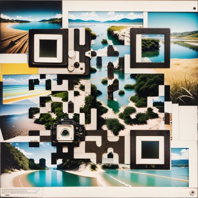 Analog Landscape Photo Collage QR Code Art