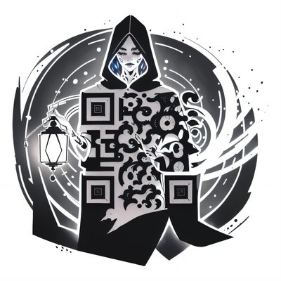 Cloaked Lantern Wanderer Ink QR Code for Temporary Tattoos
