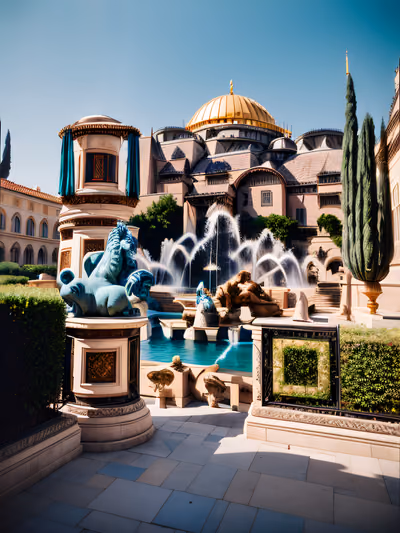 Domed Palace Courtyard Fountain Photo QR Code for Posters — image 1