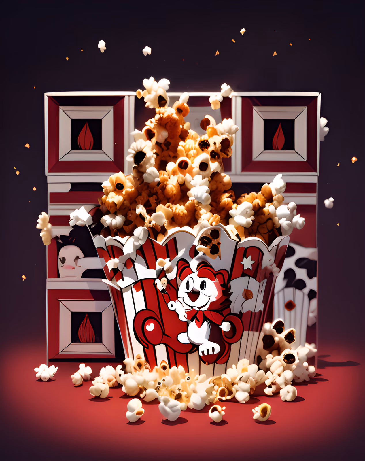 Popcorn Bucket Cartoon 3D QR Code for Posters — image 1