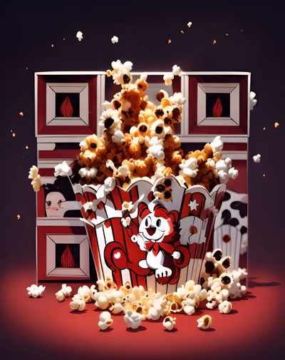Popcorn Bucket Cartoon 3D QR Code for Posters — image 1