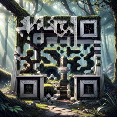 Mossy Forest Altar Fantasy QR Code for Posters
