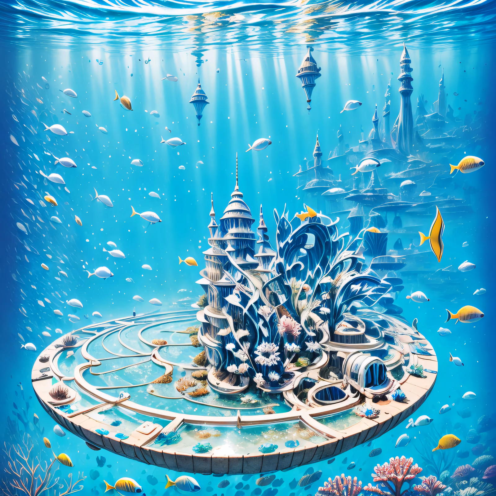 Underwater Spired City Fantasy QR Code for Posters — image 1