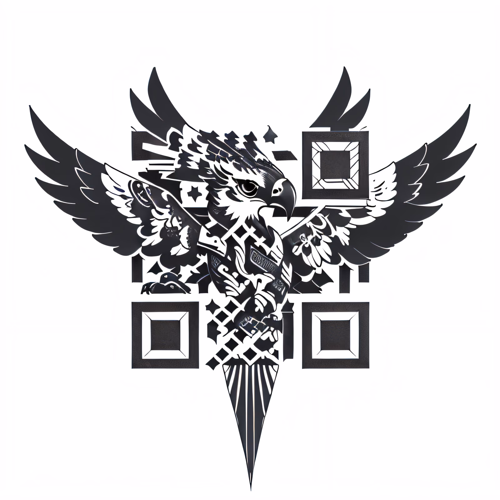Geometric Eagle Tattoo QR Code for Temporary Tattoos — image 1