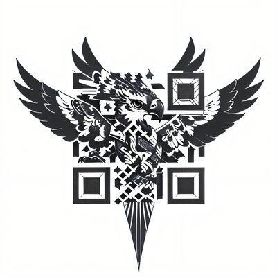 Geometric Eagle Tattoo QR Code for Temporary Tattoos
