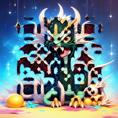 Green Dragon Fantasy Cartoon QR Code for Posters