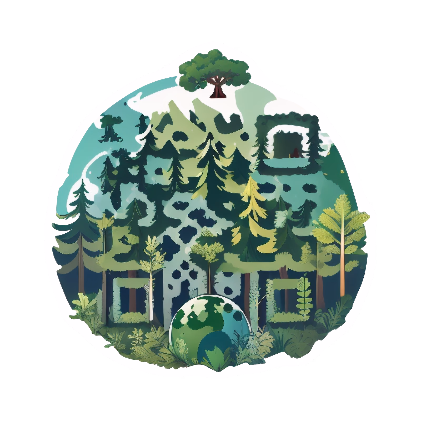 Лесной глобус: векторный QR-код для стикеров — изображение 1