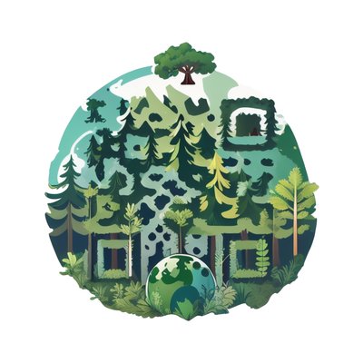 Forest Globe Vector QR Code for Stickers