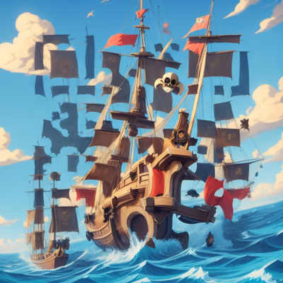Pirate Ship Ocean Game Art QR Code for Posters — image 1