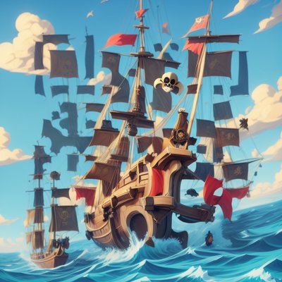 Pirate Ship Ocean Game Art QR Code for Posters