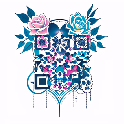 Floral Sugar Skull Tattoo QR Code for Temporary Tattoos — image 1