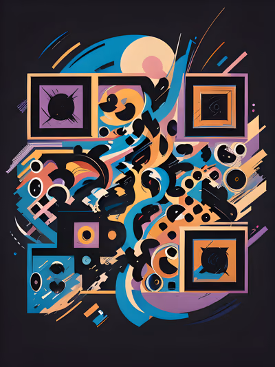 Swirling Abstract Shapes Vector QR Code for Posters — image 1