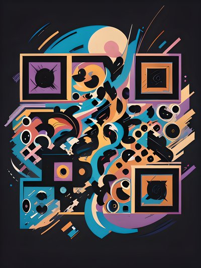 Swirling Abstract Shapes Vector QR Code for Posters