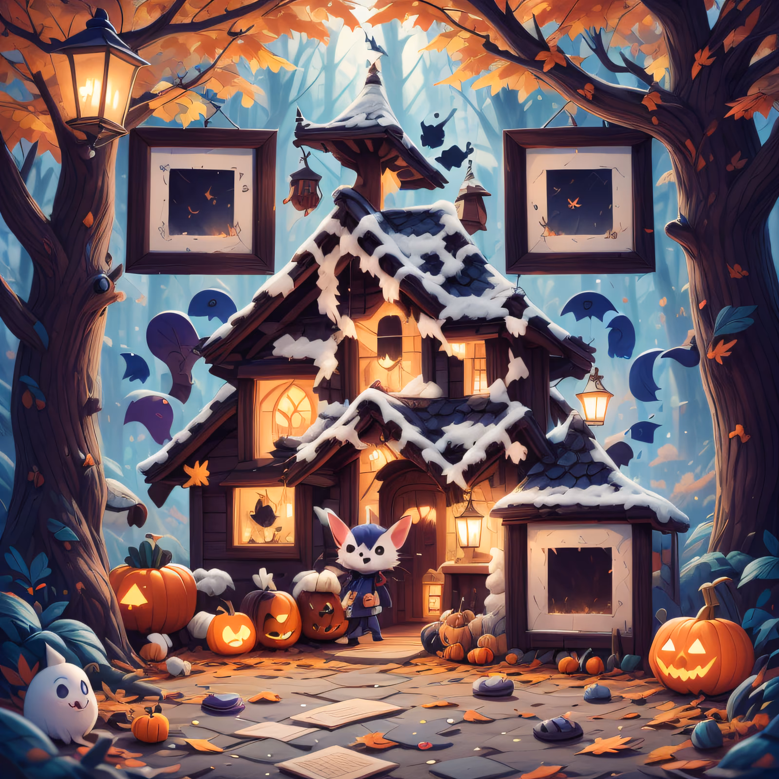 Halloween Haunted Cottage Game Style QR Code for Posters — image 1