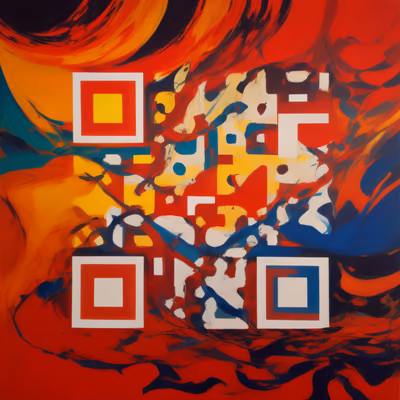 Red Abstract Expressionist Painting QR Code Art — image 1