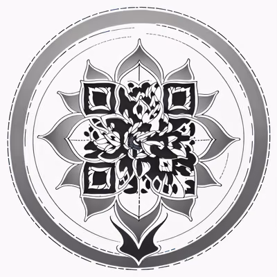 莲花曼陀罗墨线纹身二维码设计,适用于临时纹身 — 图片 1