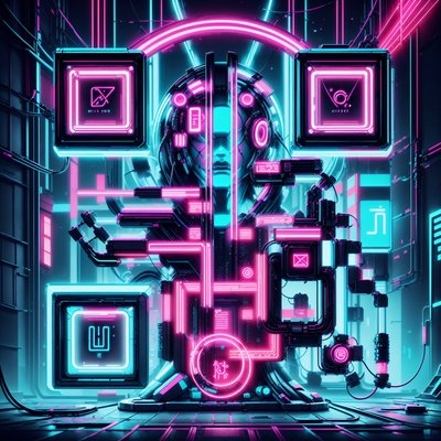 Neon Cyborg Cyberpunk QR Code for Posters