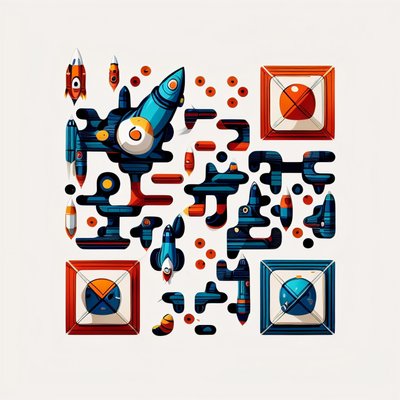 Cartoon Rockets Vector QR Code for Posters