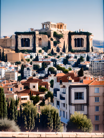 Athens Acropolis Cityscape Photo QR Code for Posters — image 1