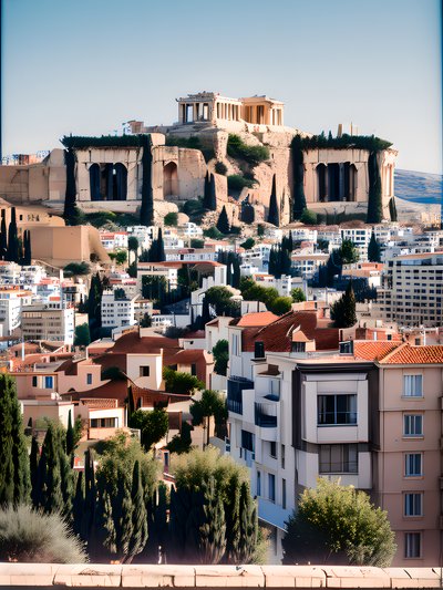 Athens Acropolis Cityscape Photo QR Code for Posters