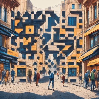 City Street Comic Style QR Code for Posters