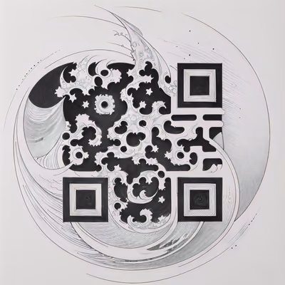 Спиральная океанская волна в стиле татуировки: QR-код для временных тату — изображение 1