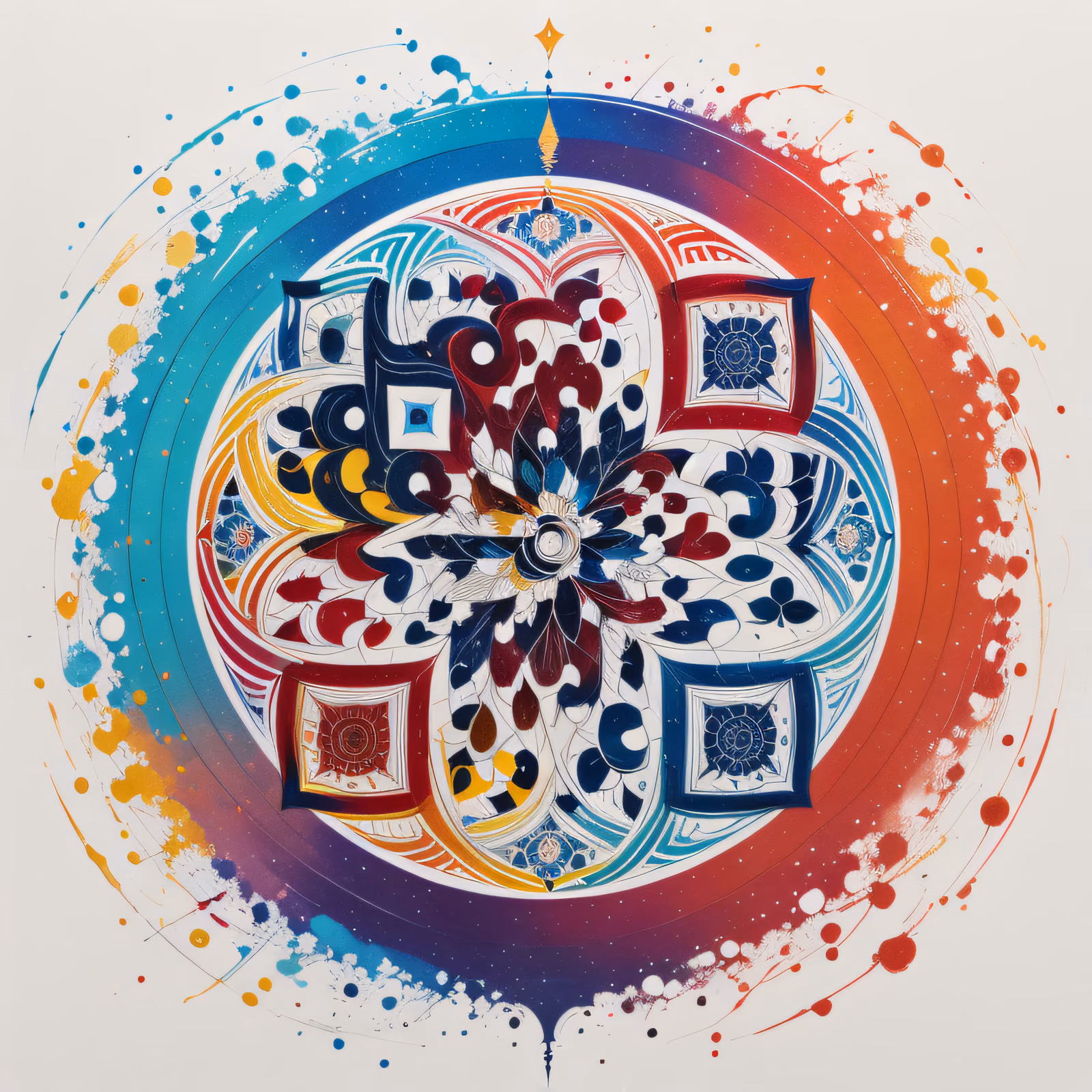 Tibetan Style Paint Splatter Mandala QR Code Art — image 1