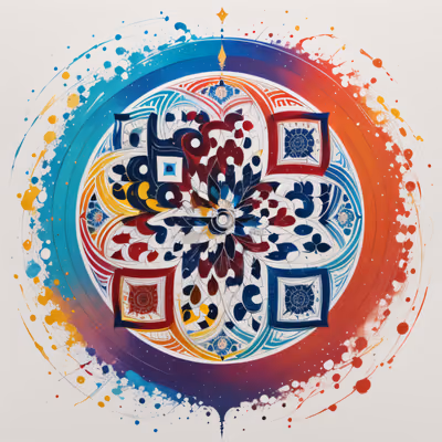 Tibetan Style Paint Splatter Mandala QR Code Art — image 1