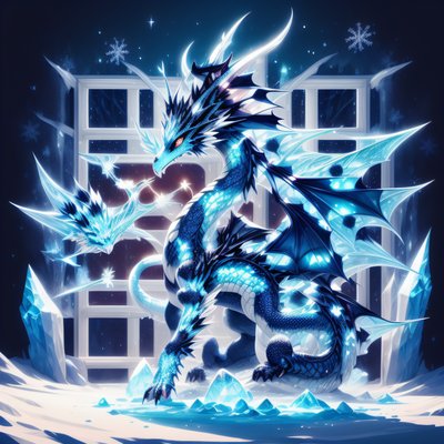 Frost Dragon Ice Castle Fantasy QR Code for Posters