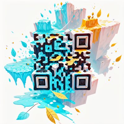 Тающие бирюзовые листья: 3D QR-код для постеров