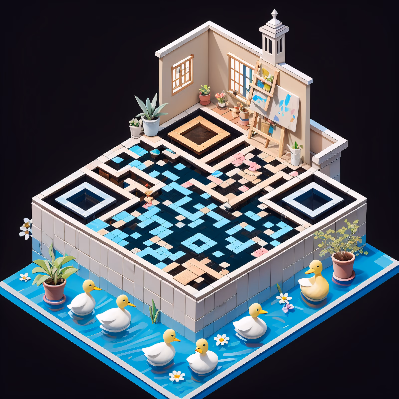 Lakeside Painter Studio Isometric QR Code Art — image 1