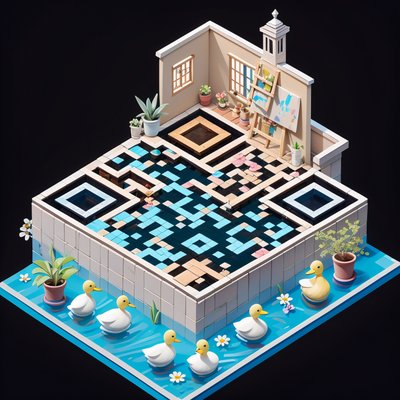 Lakeside Painter Studio Isometric QR Code Art