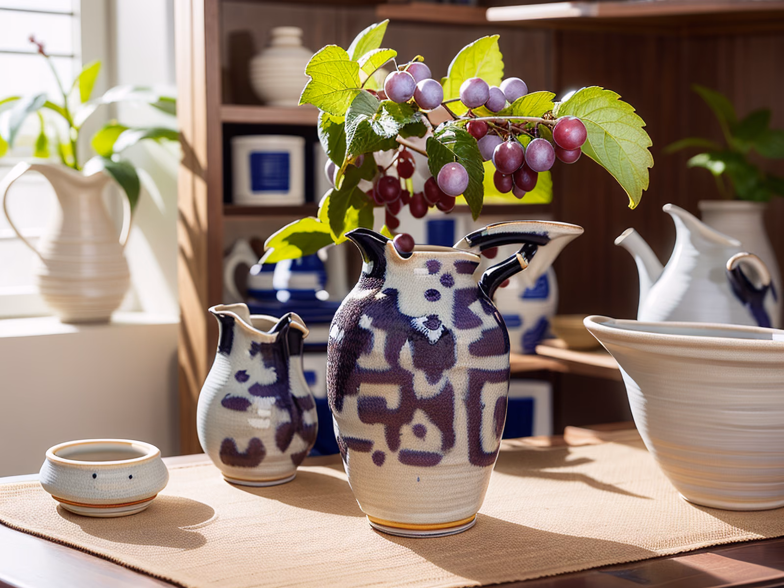 Glazed Grape Jug Pottery Photo QR Code Art — image 1