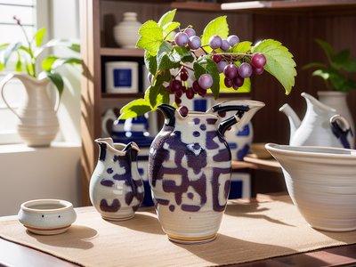 Glazed Grape Jug Pottery Photo QR Code Art