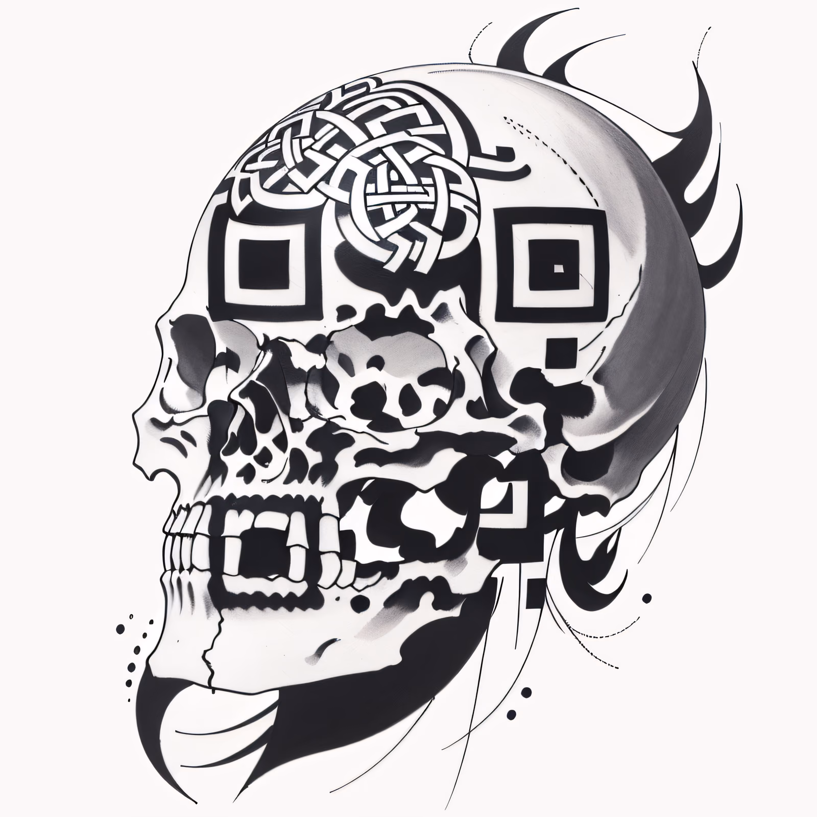 凯尔特结头骨纹身二维码设计,适用于临时纹身 — 图片 1