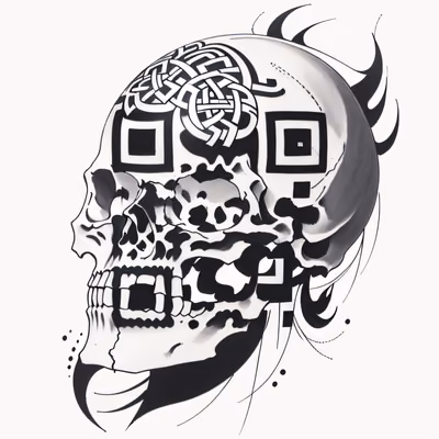 凯尔特结头骨纹身二维码设计,适用于临时纹身 — 图片 1