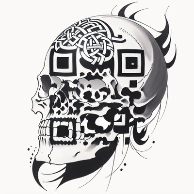 Celtic Knot Skull Tattoo QR Code for Temporary Tattoos