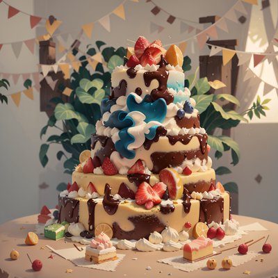 Tiered Birthday Cake 3D QR Code for Greeting Cards