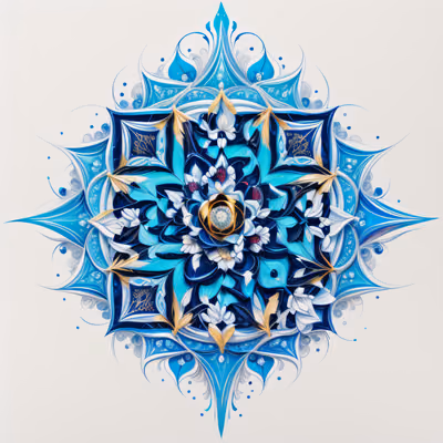 Blue Lotus Mandala Acrylic QR Code Art — image 1