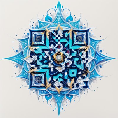 Blue Lotus Mandala Acrylic QR Code Art