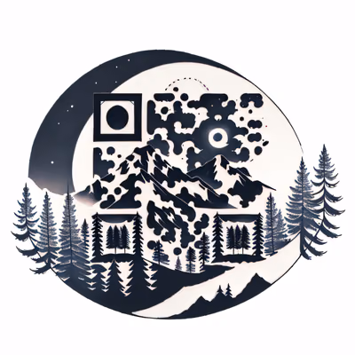 Crescent Moon Mountain Pines Tattoo QR Code for Temporary Tattoos — image 1