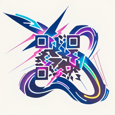 Neon Lightning Bolt Tattoo QR Code for Temporary Tattoos