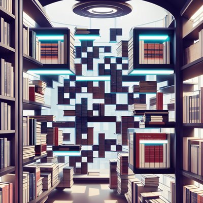 Футуристическая библиотека, ретрофутуризм: QR-код для постеров