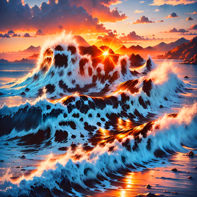 Sunset Ocean Waves Digital Painting QR Code Art — image 1
